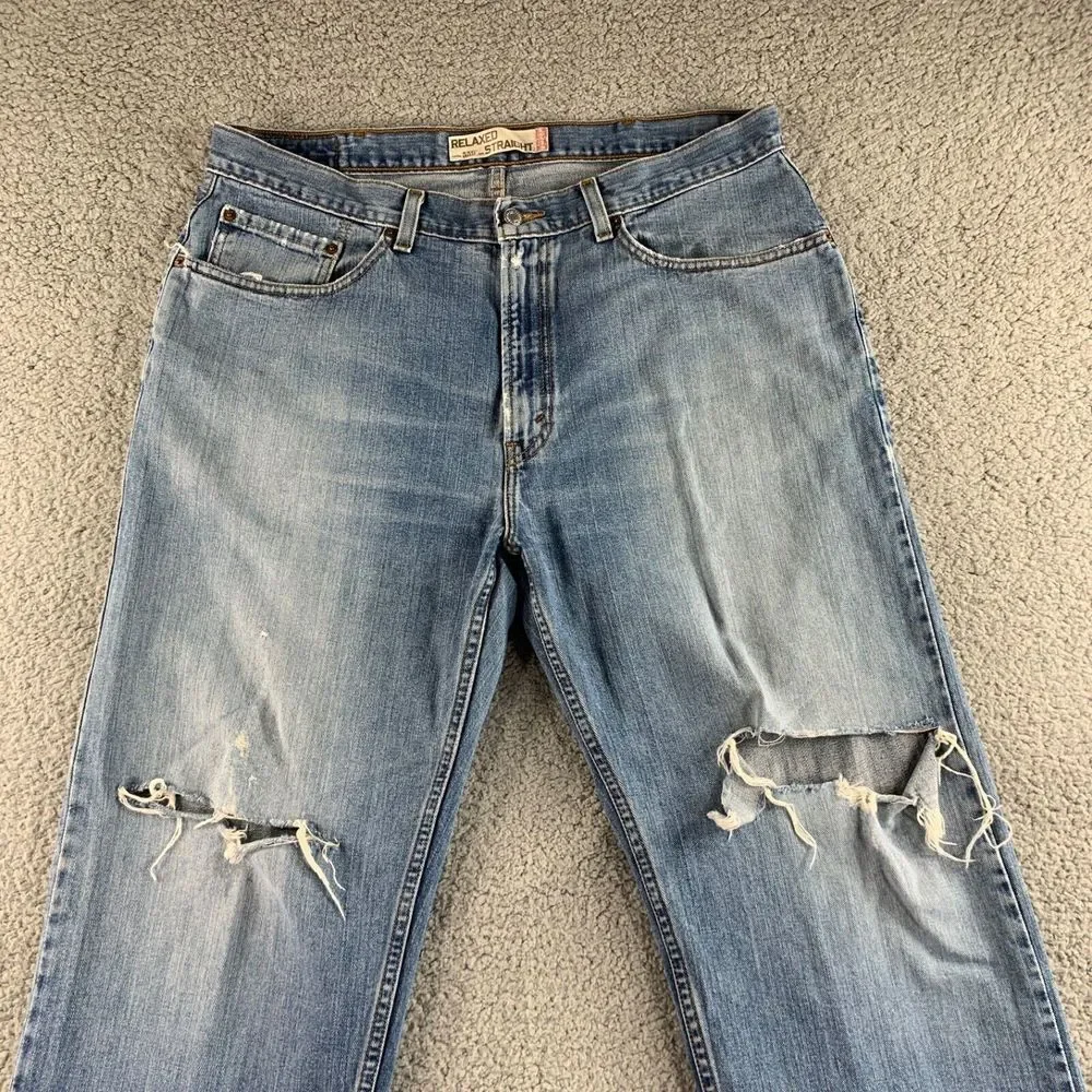 Levi's 559 Jeans Mens 38x32 Blue Relaxed Straight Destroyed Denim‎ Skater 38x31